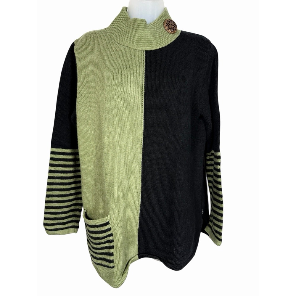 Neon Buddha Serene Pullover Sweater XL Artsy Lagenlook Wearable Art Boho